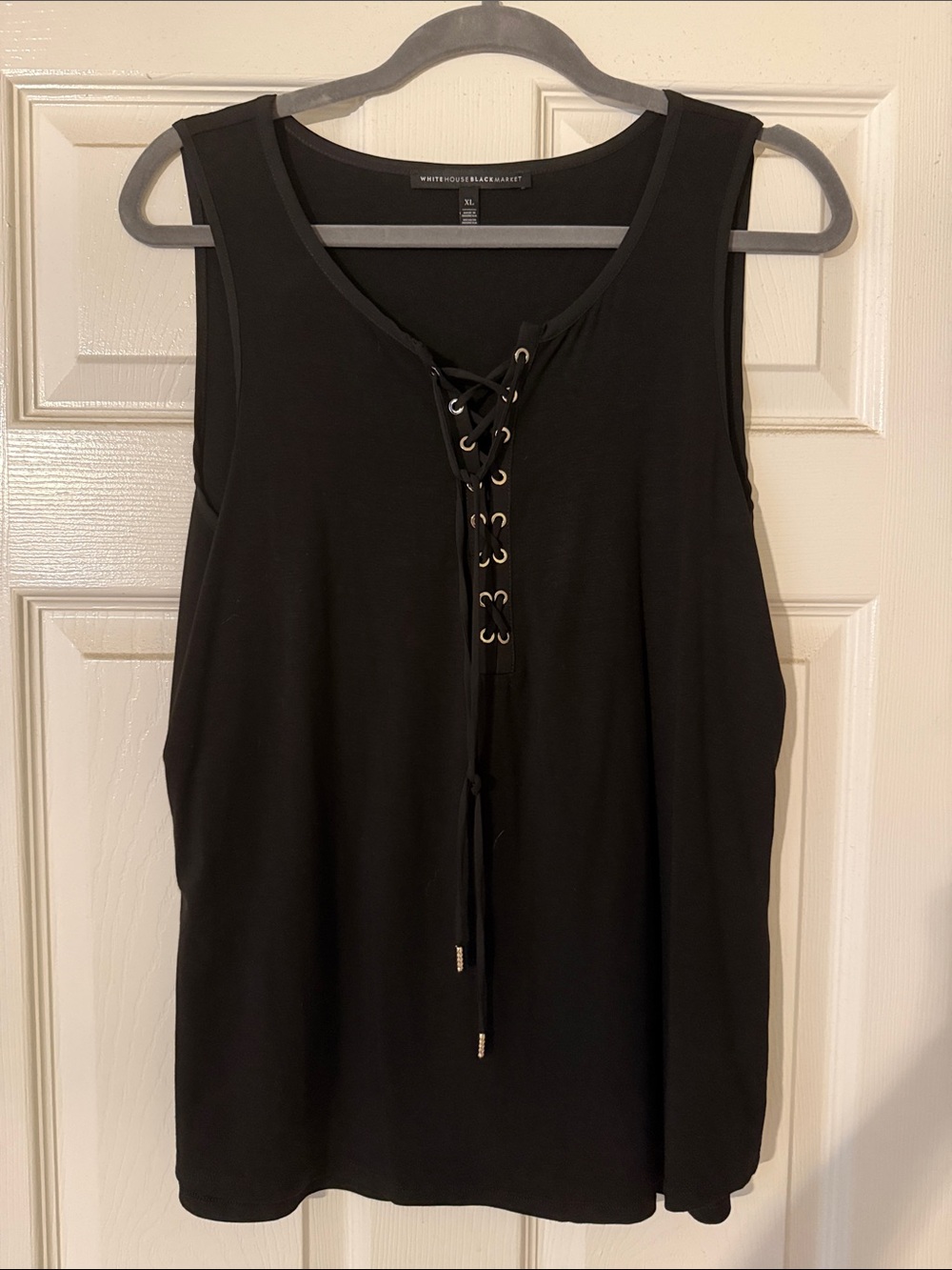 White House Black Market Black Lace-Up Tank Top